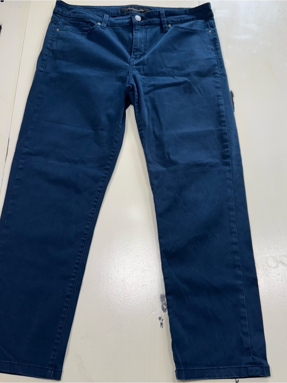 Calvin Klein Jeans Women's Dark Indigo Blue Stretch Straight Leg Pants (Size 10)